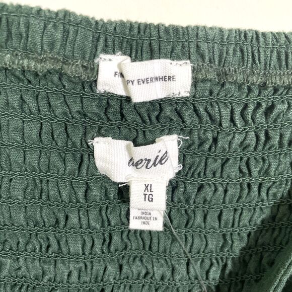 Aerie Women's Mini Sundress Cut Out Linen Blend Smocked Square Neck Size XL NWT - Picture 4 of 9